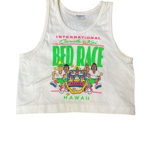 Vintage Crazy Shirt Hawaii Cropped Tank Top International Carole Kai Bed Race S